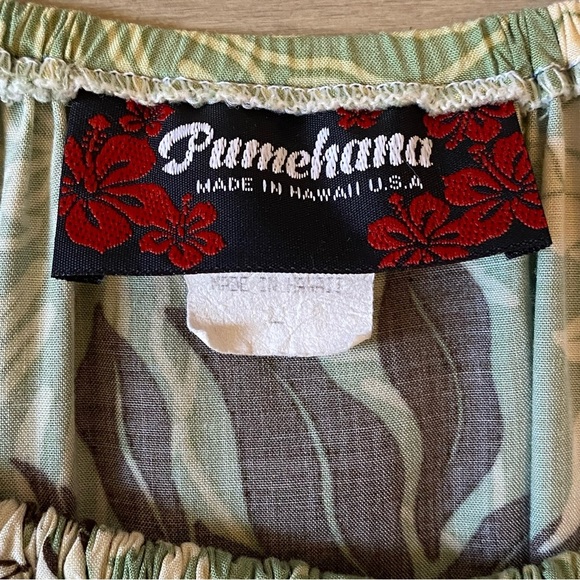 PUMEHANA Round Neck Puff Sleeve Floral Print Top Made in Hawaii size Large - Picture 4 of 4